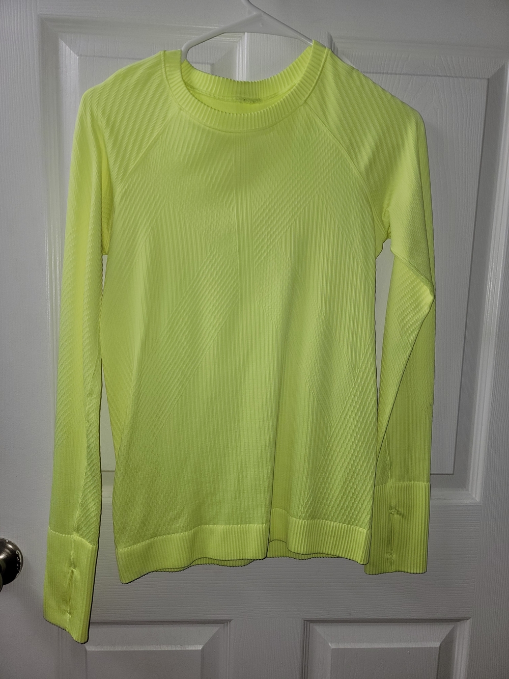 Lululemon Rest Less Pullover Neon Yellow Long Sleeve Thumbhole Top Size 8